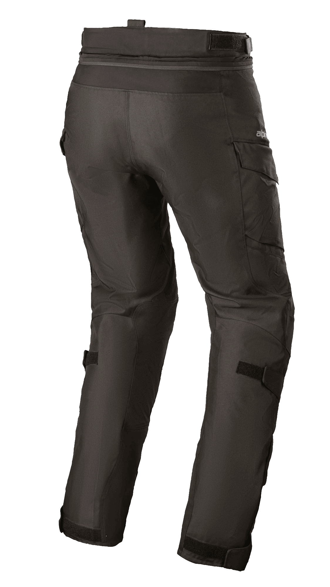 Pantalon femme Alpinestars Stella Andes V3 Drystar®, pantalon de moto touring aventure, noir, vue arrière présentant des poches cargo et des sangles de mollet réglables, construction textile durable avec technologie imperméable Drystar®