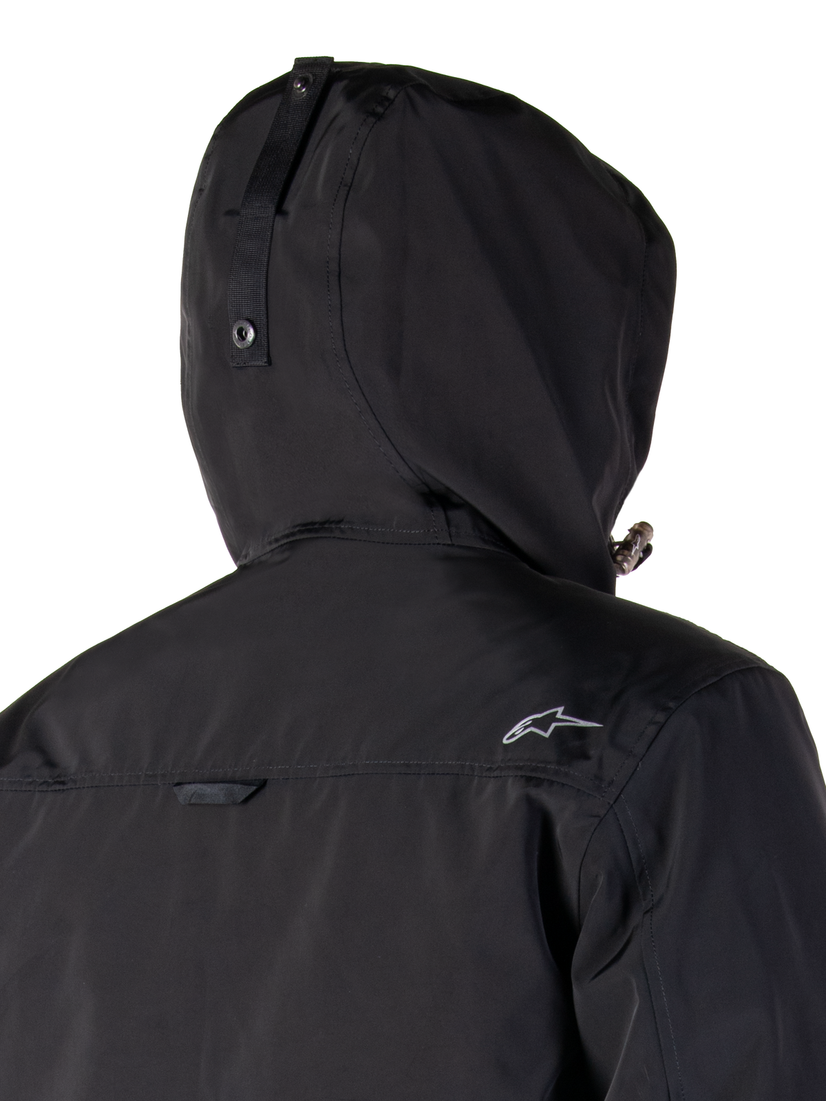 Parka imperméable Alpinestars Mootant, veste de moto noire, conception modulaire 4 saisons avec capuche amovible, construction laminée imperméable, style urbain contemporain