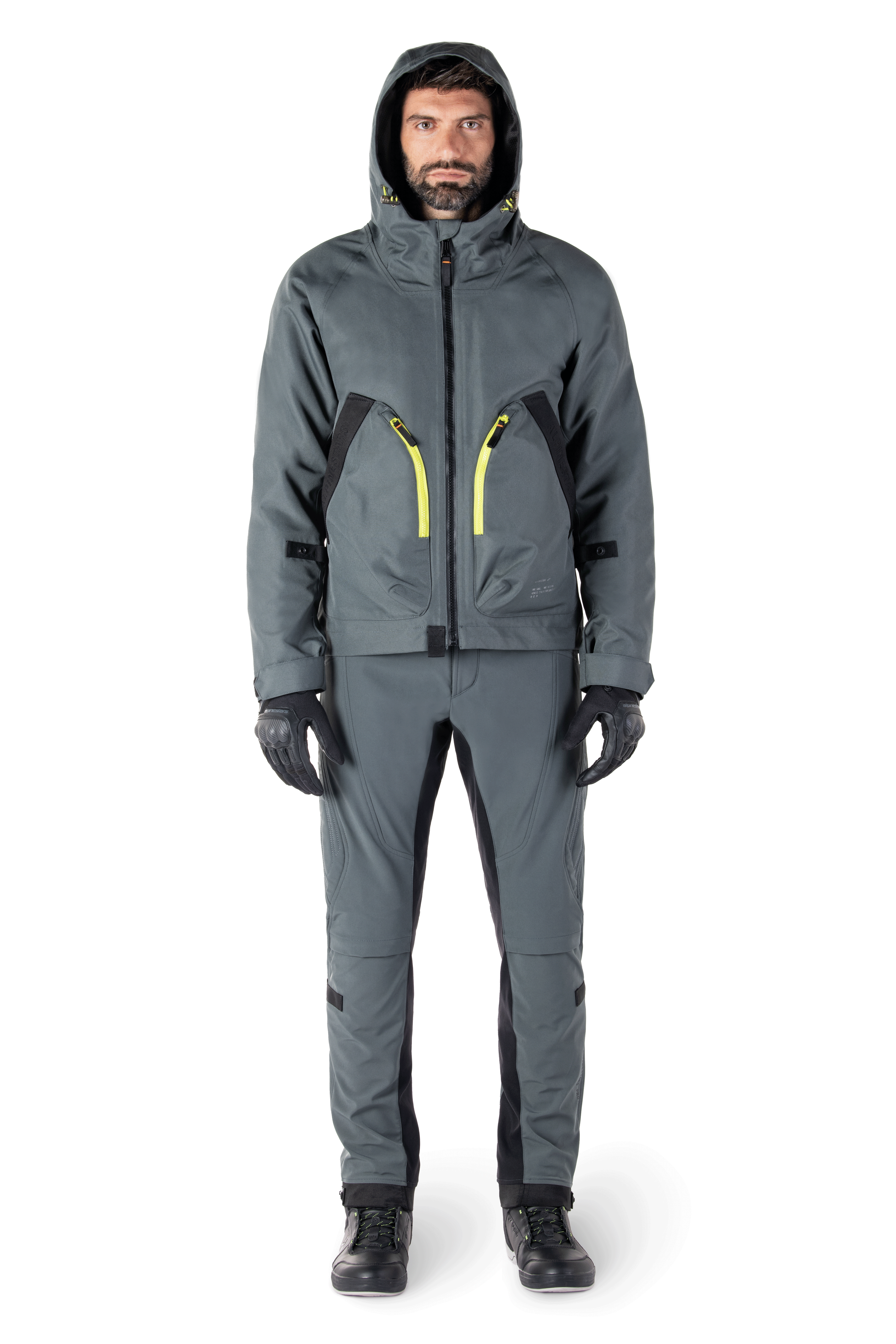 Parka imperméable Alpinestars Morush, veste de moto Gris Urbain, design d'inspiration streetwear avec de grandes poches avant et une capuche anti-tempête, finition textile Gris Urbain