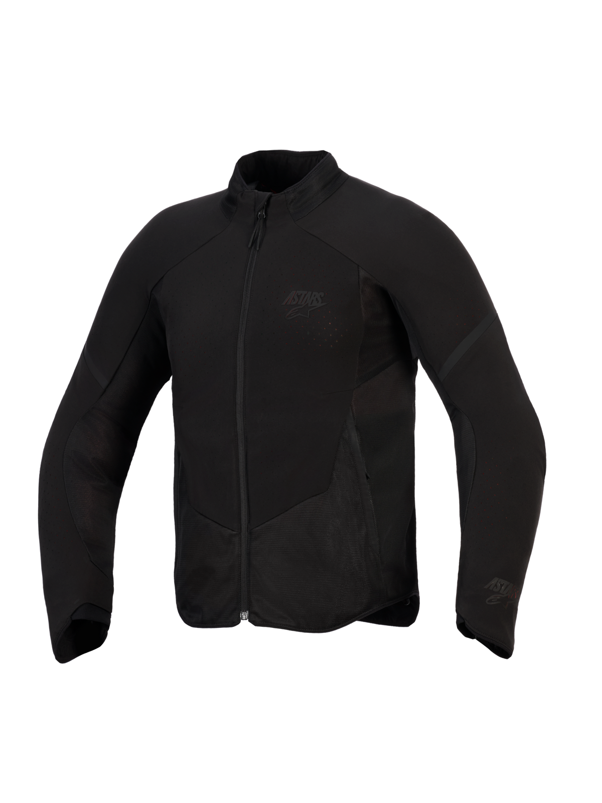 Veste Alpinestars Aeroshell Airflow, veste de moto, noir anthracite, softshell extensible léger avec zones de ventilation perforées au laser, panneaux en maille et logo discret sur la poitrine, coupe sport pour la conduite par temps chaud