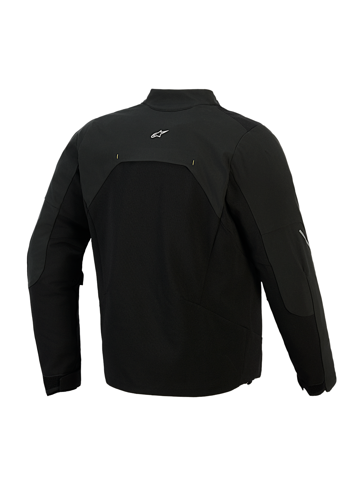 Veste Alpinestars Provoke, veste de moto textile, noire, vue arrière montrant les panneaux en softshell ripstop et un petit logo blanc sur le haut du dos, design urbain technique pour les trajets quotidiens à moto