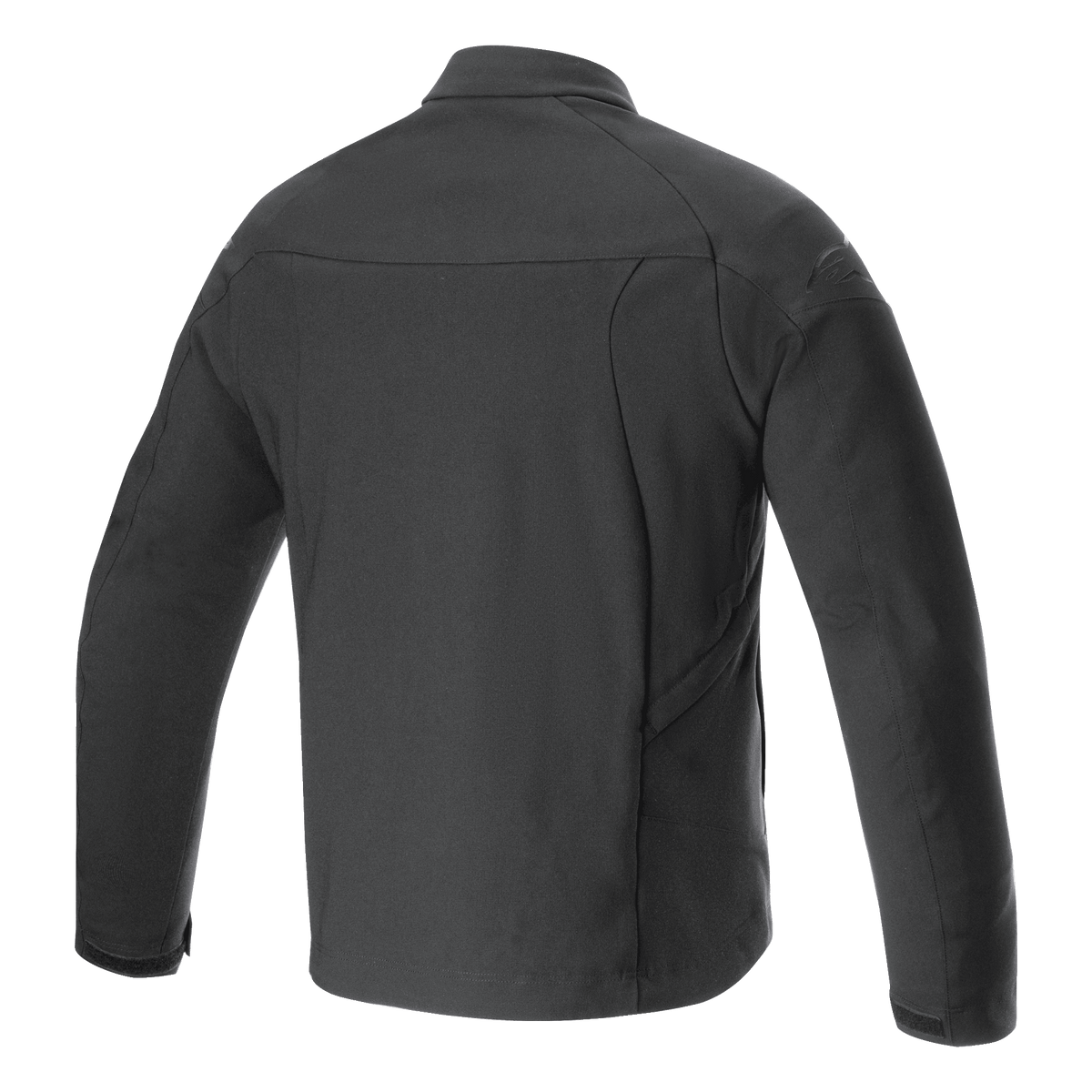 Veste Alpinestars Aeron, veste de moto, noire, vue arrière présentant une silhouette urbaine minimaliste, construction en poly-tissu entièrement extensible et respirant, logo discret embossé sur l'épaule, équipement de moto d'été