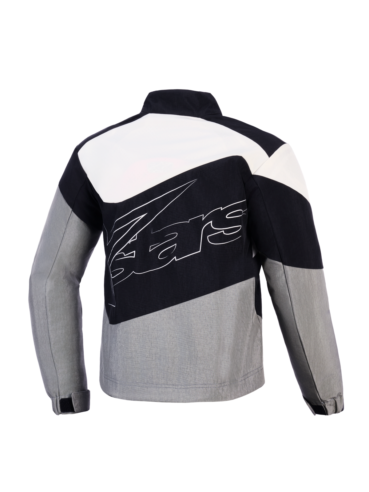Alpinestars Stella Moshell, veste de moto urbaine pour femme, textile noir et gris coupe-vent, vue de dos.