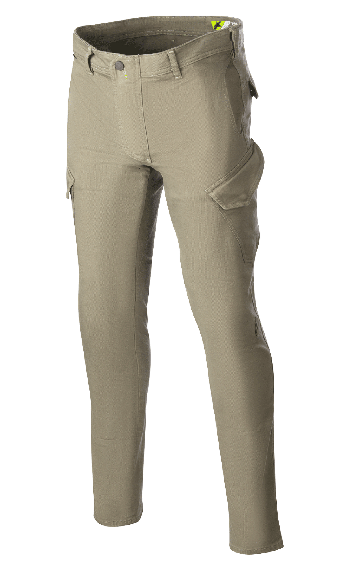 Alpinestars Caliber Slim Fit Tech Riding Pants, Motorcycle Riding Pants, Military Green, slim-fit silhouette with combat-style cargo pockets, stretch Cordura denim fabric, belt loops, and functional design for urban and road riding