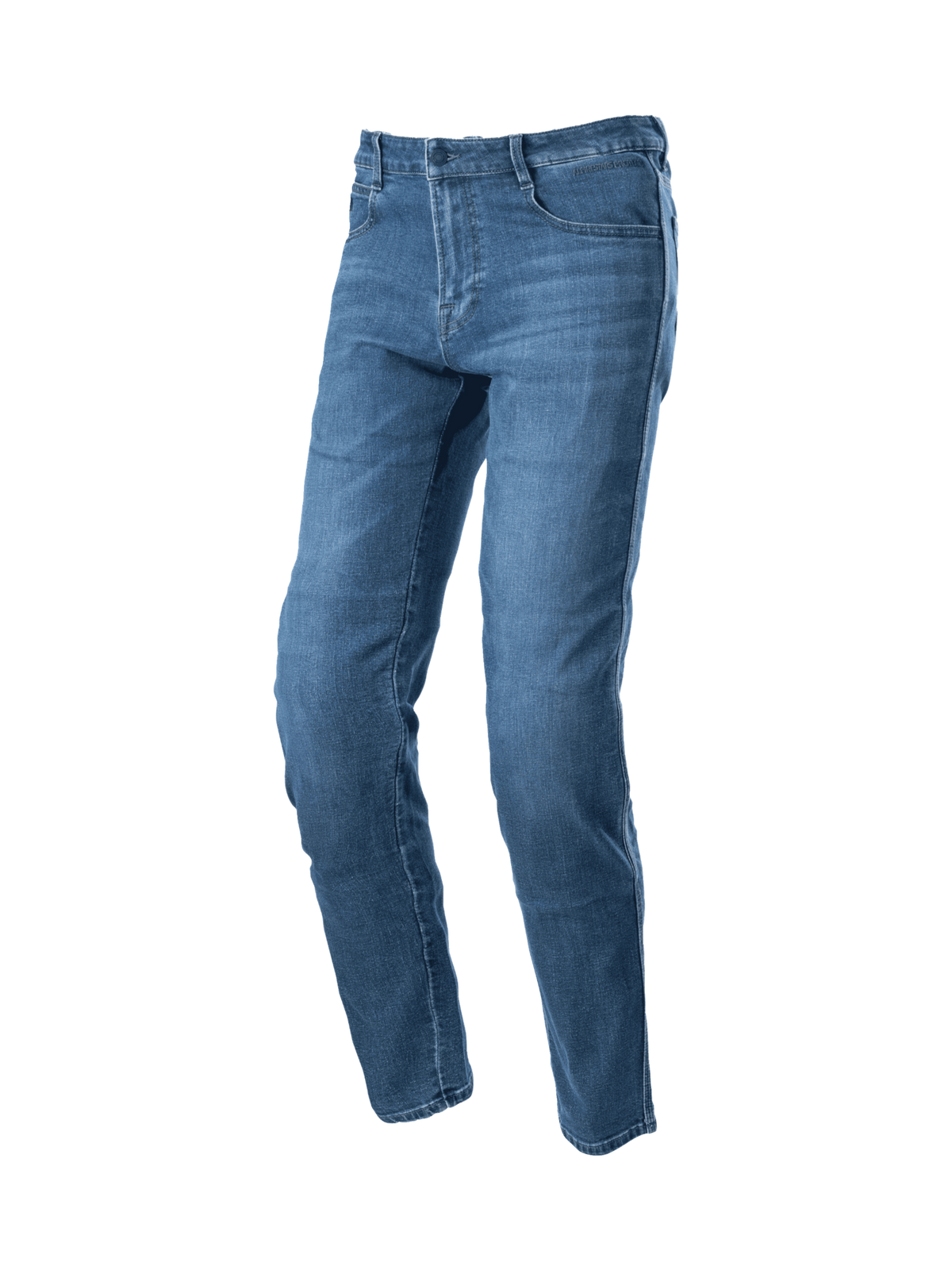 Alpinestars Radon, pantalon denim de moto urbain pour homme, bleu, genouillères certifiées CE, coupe standard.