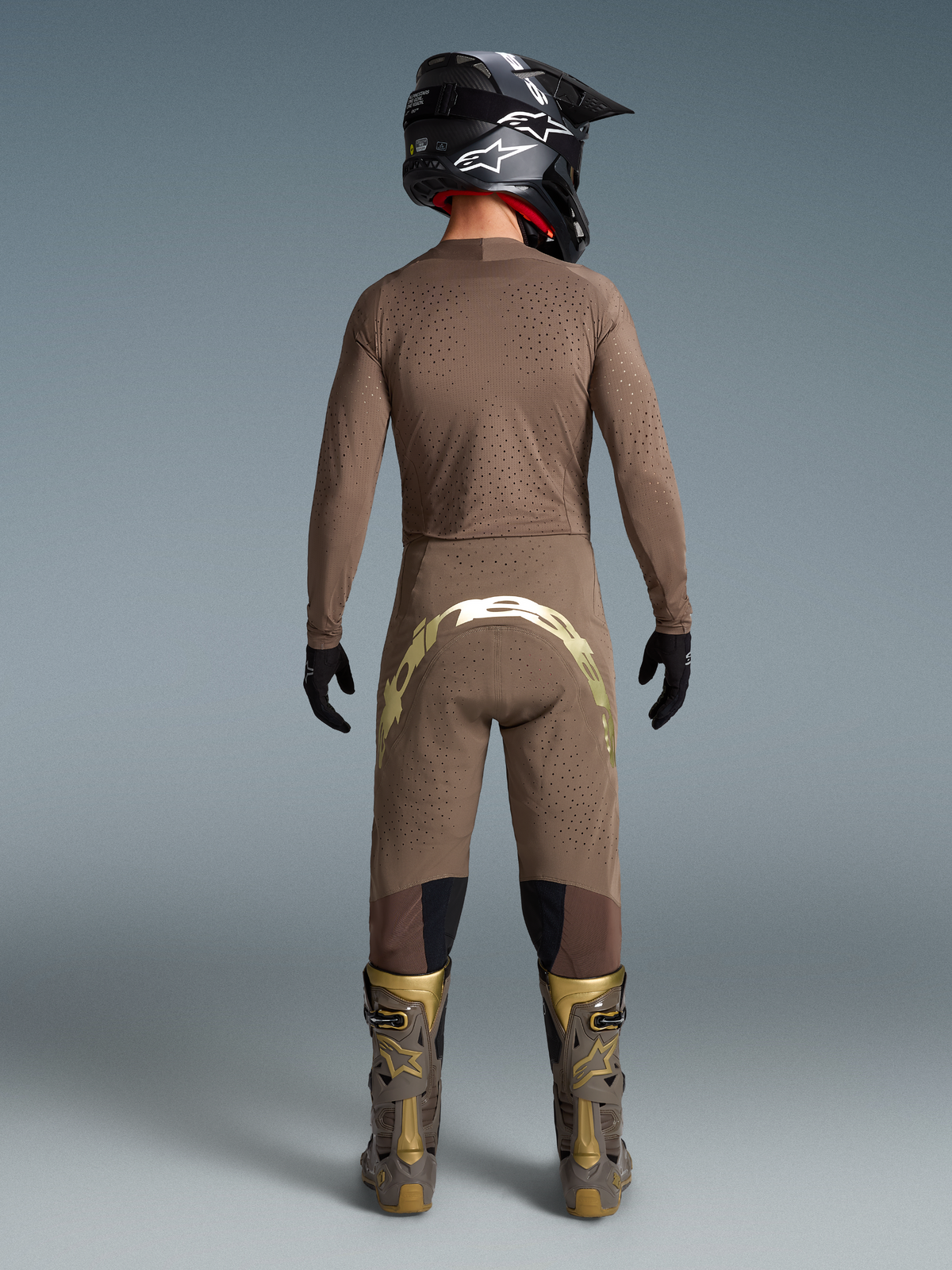 Maillot Alpinestars Supertech Air Gold Édition Limitée, tenue de motocross pour homme, marron et doré, avec mesh ventilé