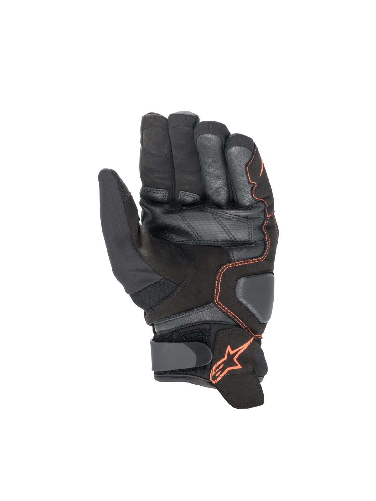 Alpinestars gants Smx-1 Drystar, gants de moto imperméables noirs et rouge fluo, paume renforcée et rembourrée.