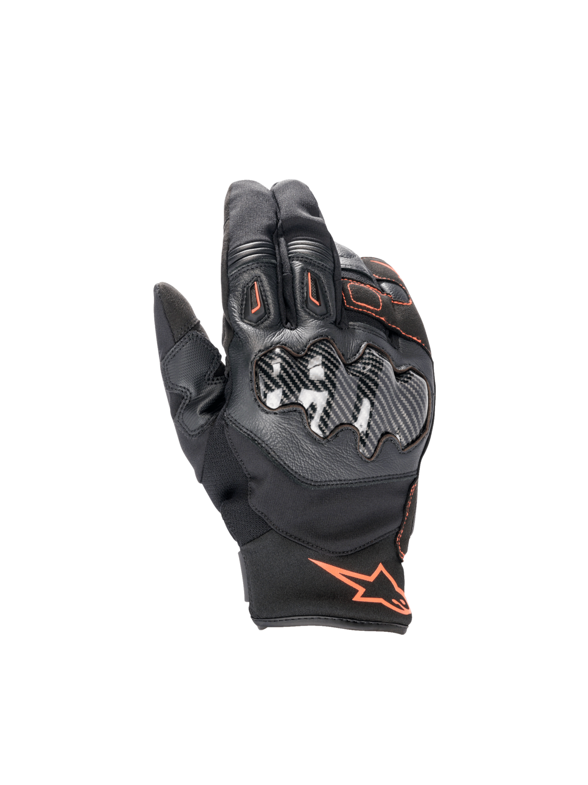 Alpinestars Smx-1 Drystar, gants de moto imperméables pour homme, noirs et rouge fluo, avec protection des articulations en carbone