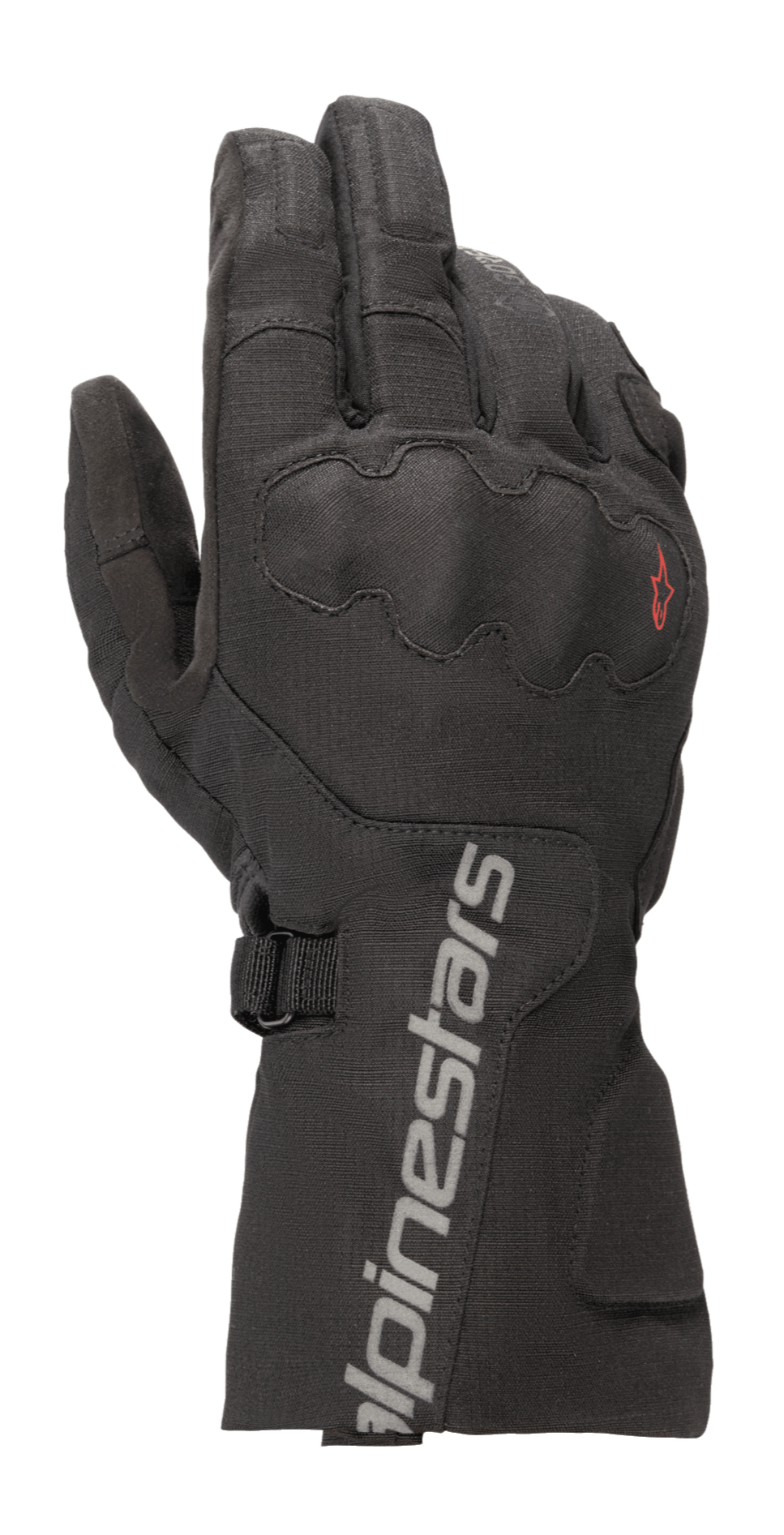Gants Alpinestars WR-X GORE-TEX, gants de moto touring, noirs, avec manchette longue, marquage Alpinestars gris, protection des articulations SP Lite recouverte et construction en textile ripstop durable