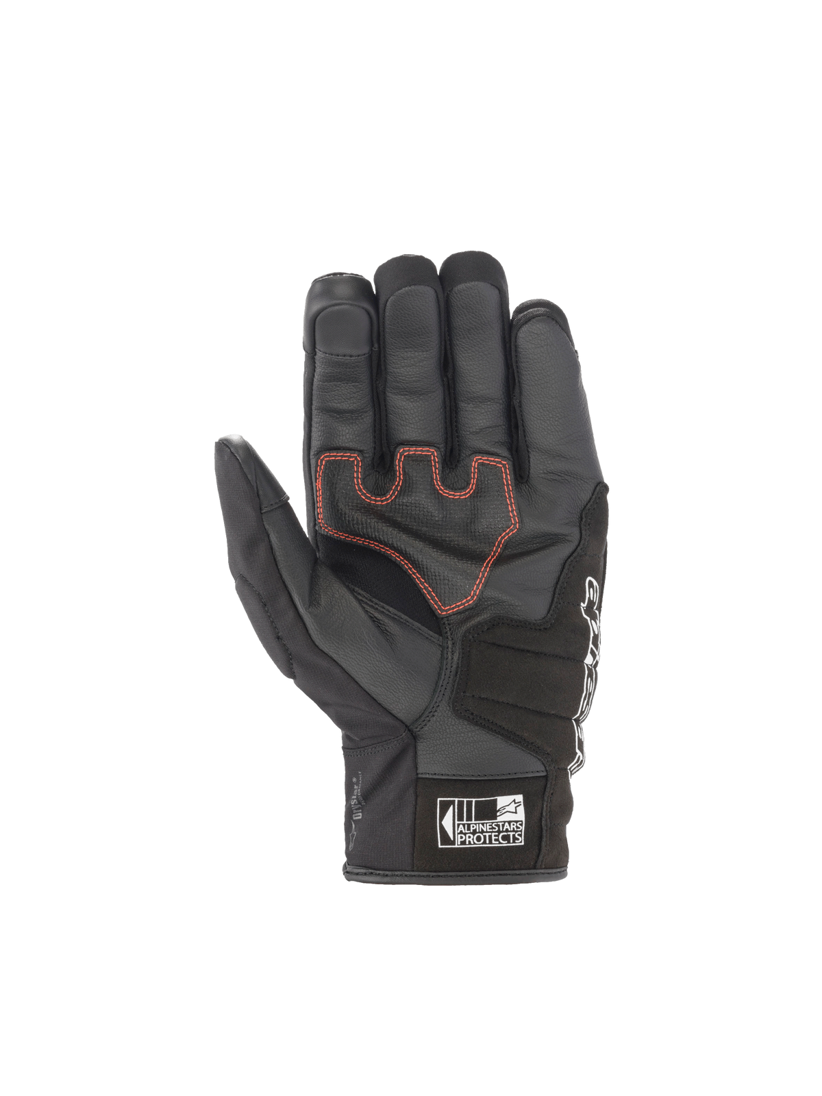 Alpinestars SMX Z Drystar, gants de moto noirs avec coutures rouges sur la paume, imperméables, cuir de chèvre