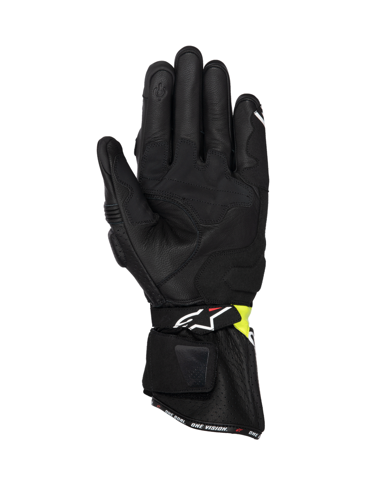 Gants Alpinestars SP-3, gants de moto racing pour homme, noirs et jaune fluo, paume en cuir de chèvre avec manchette longue et index tactile, certifiés CE