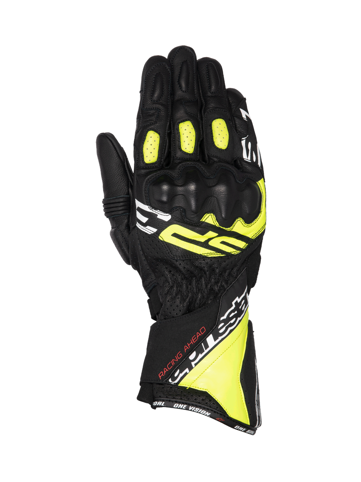 Alpinestars gants SP-3, gants de moto de course pour homme, noirs et jaune fluo, cuir avec protection des articulations, certifiés CE