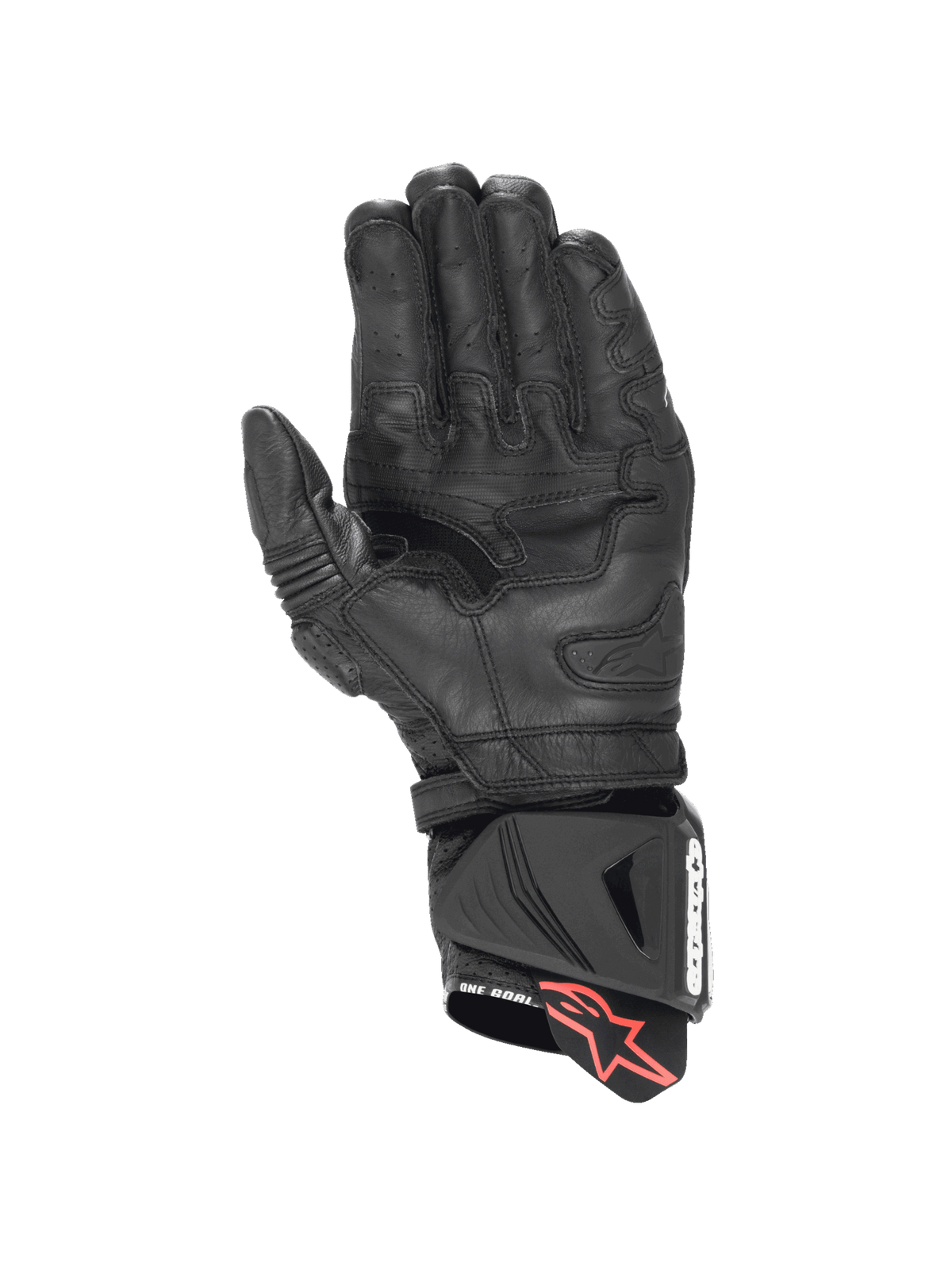 Alpinestars GP Pro R4, gants de moto racing noirs, paume en cuir de kangourou et slider de manchette DFS.