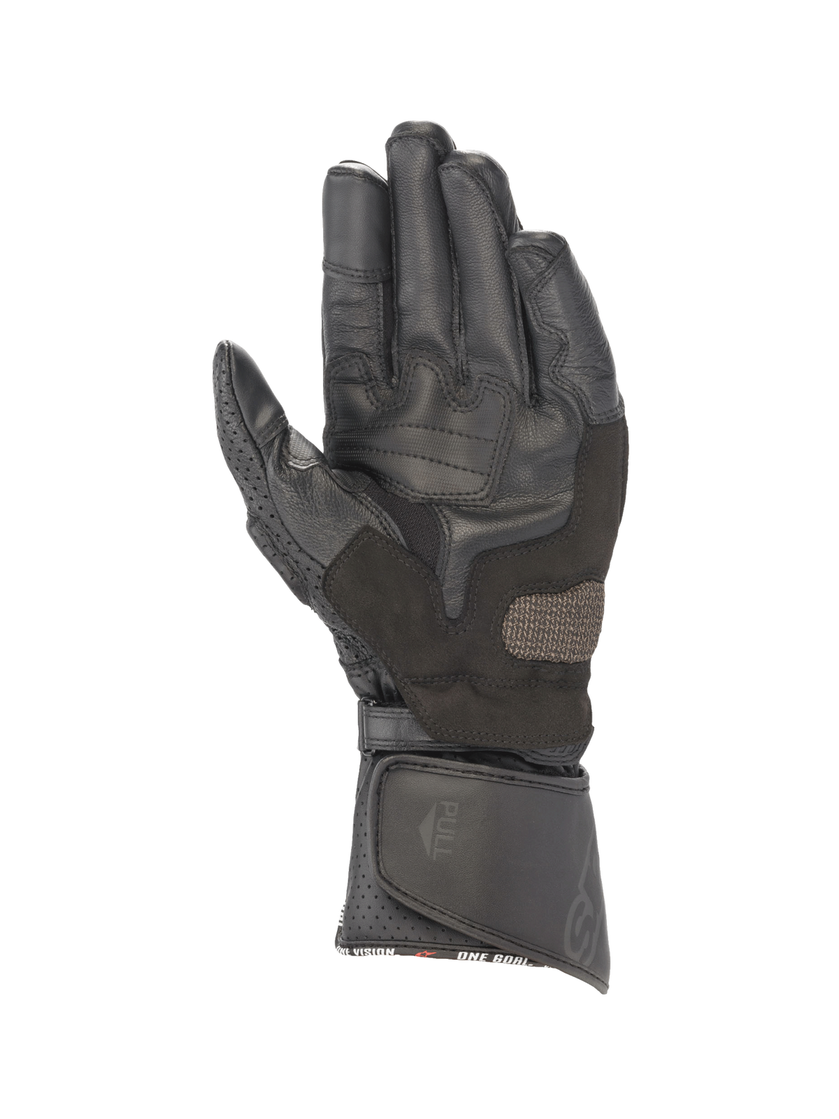 Alpinestars SP-8 V3, gants de moto racing pour homme, noirs en cuir avec paume renforcée et manchette longue ajustable.