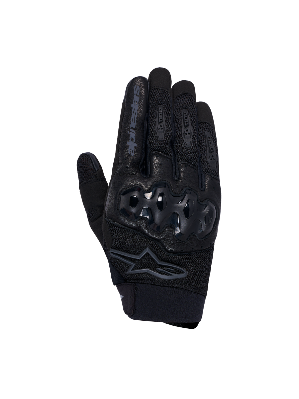 Alpinestars Megawatt V2 Air Gloves, enduro motorcycle gloves, men's off-road riding gear, black, featuring Dynamic Friction Shield knuckle protection and breathable 3D mesh construction