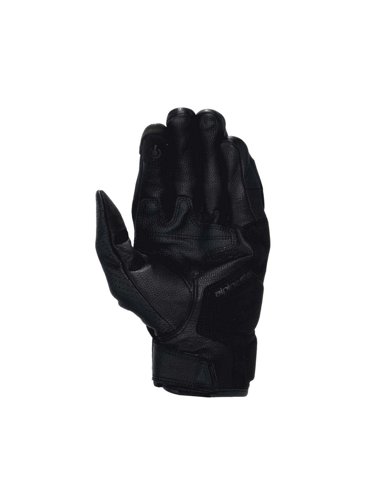 Gants Alpinestars Celer V3, gants de moto de route noirs en cuir de chèvre avec paume renforcée et bout tactile.