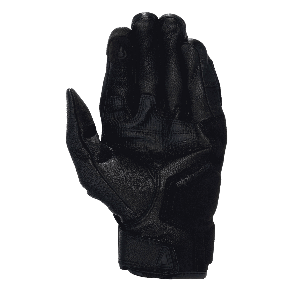 Alpinestars Celer V3, gants de moto racing pour homme, noirs, cuir de chèvre, vue de la paume, index tactile.
