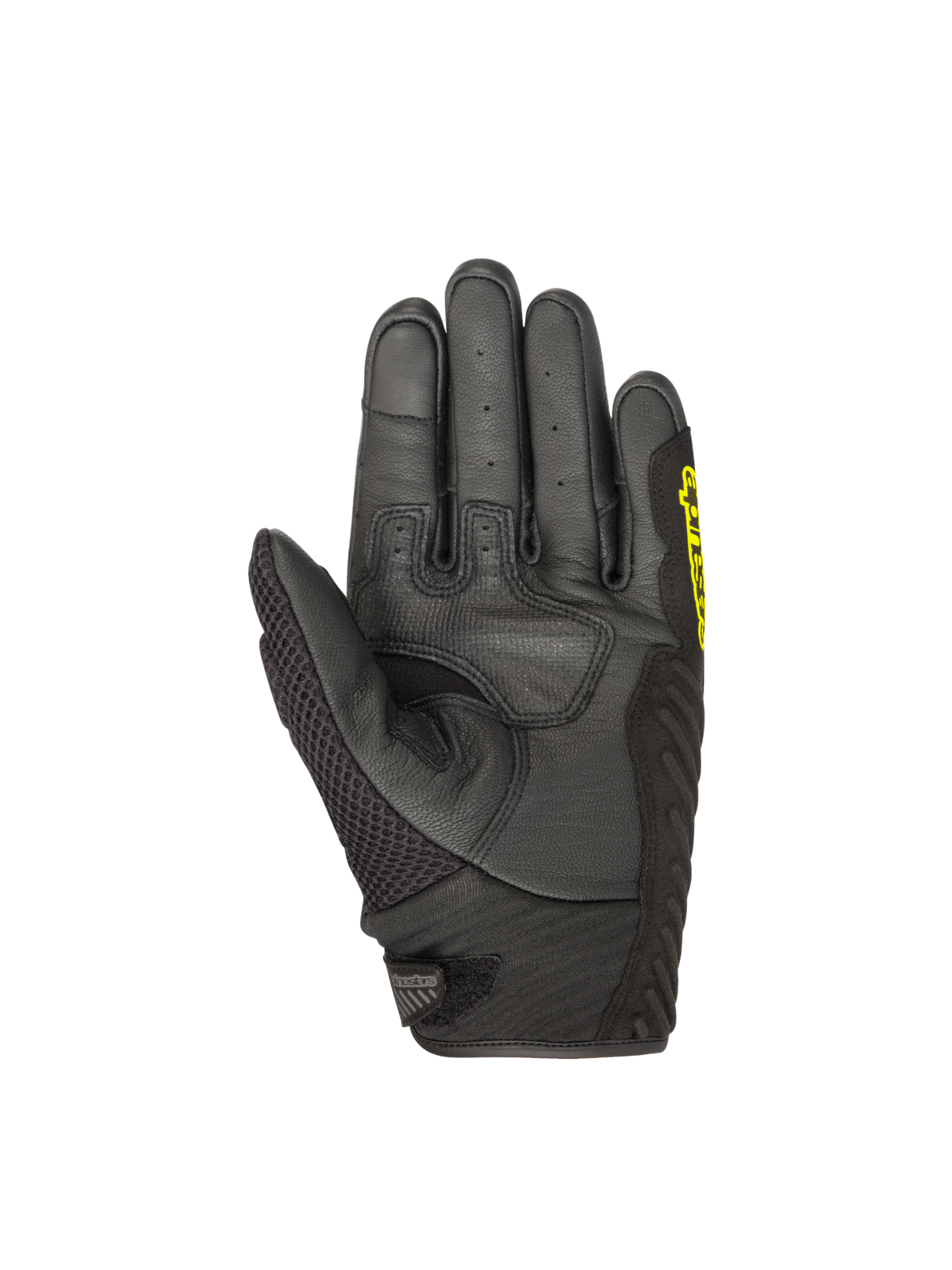 Alpinestars SMX-1 Air V2, gants de moto pour homme, noirs et jaune fluo, paume en cuir renforcée et maille respirante