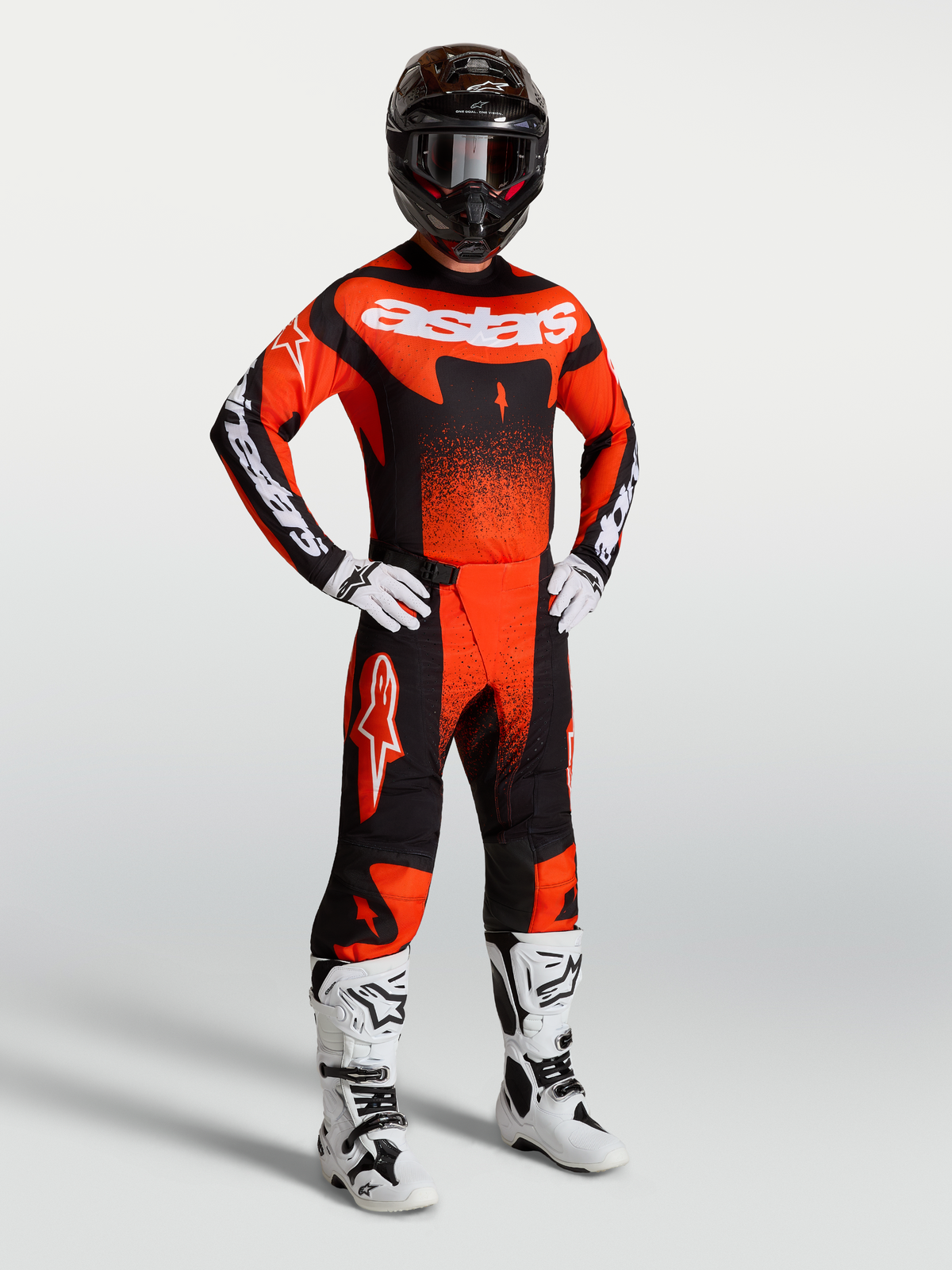 Alpinestars pantalons Techstar Swan, équipement de motocross pour homme, rouge cardinal, noir et blanc, kit avec bottes