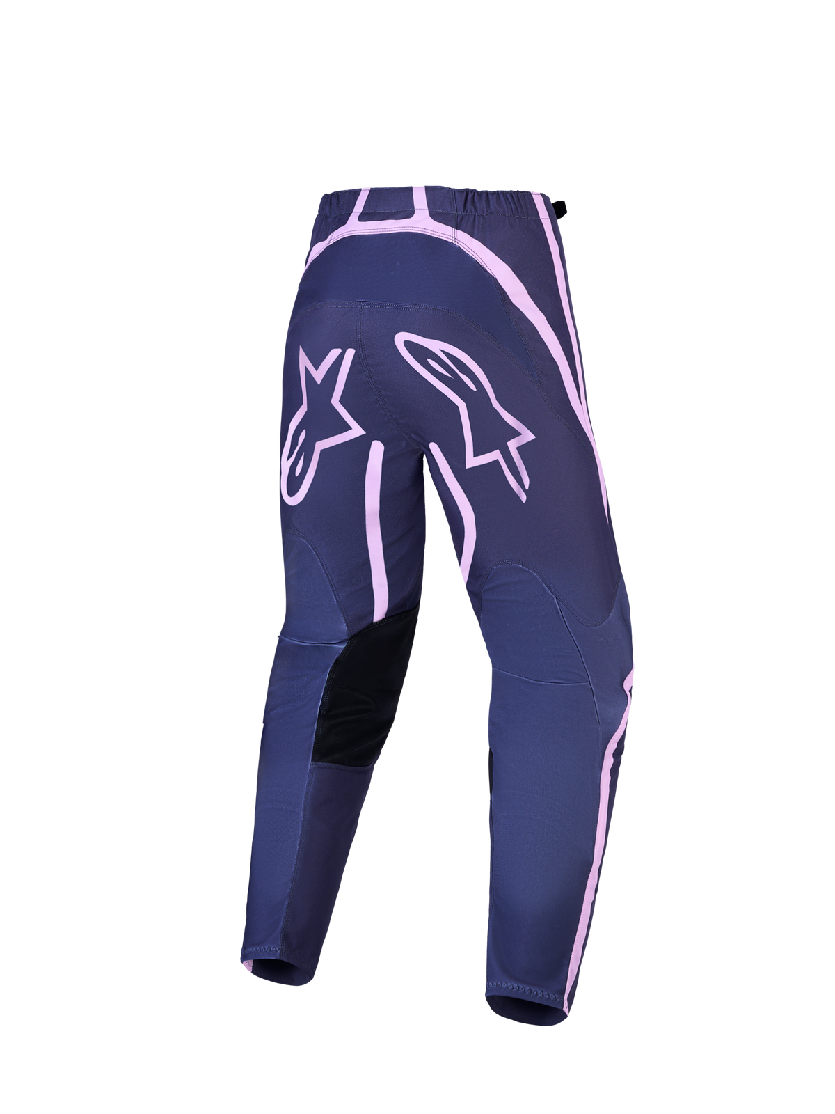 Pantalons Stella Fluid Apex V2 Alpinestars, motocross femme, gris et roses, vue de dos avec renforts d'assise.
