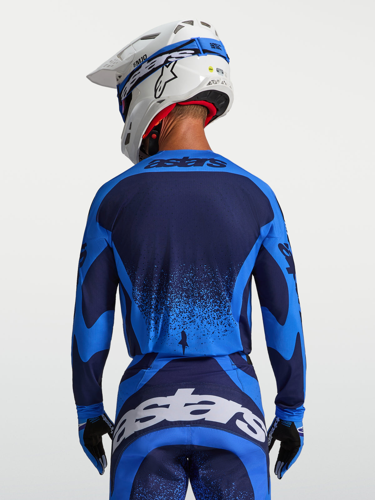 Maillot Alpinestars Techstar Swan, motocross pour homme, bleu UCLA et bleu foncé, coupe athlétique, vue de dos