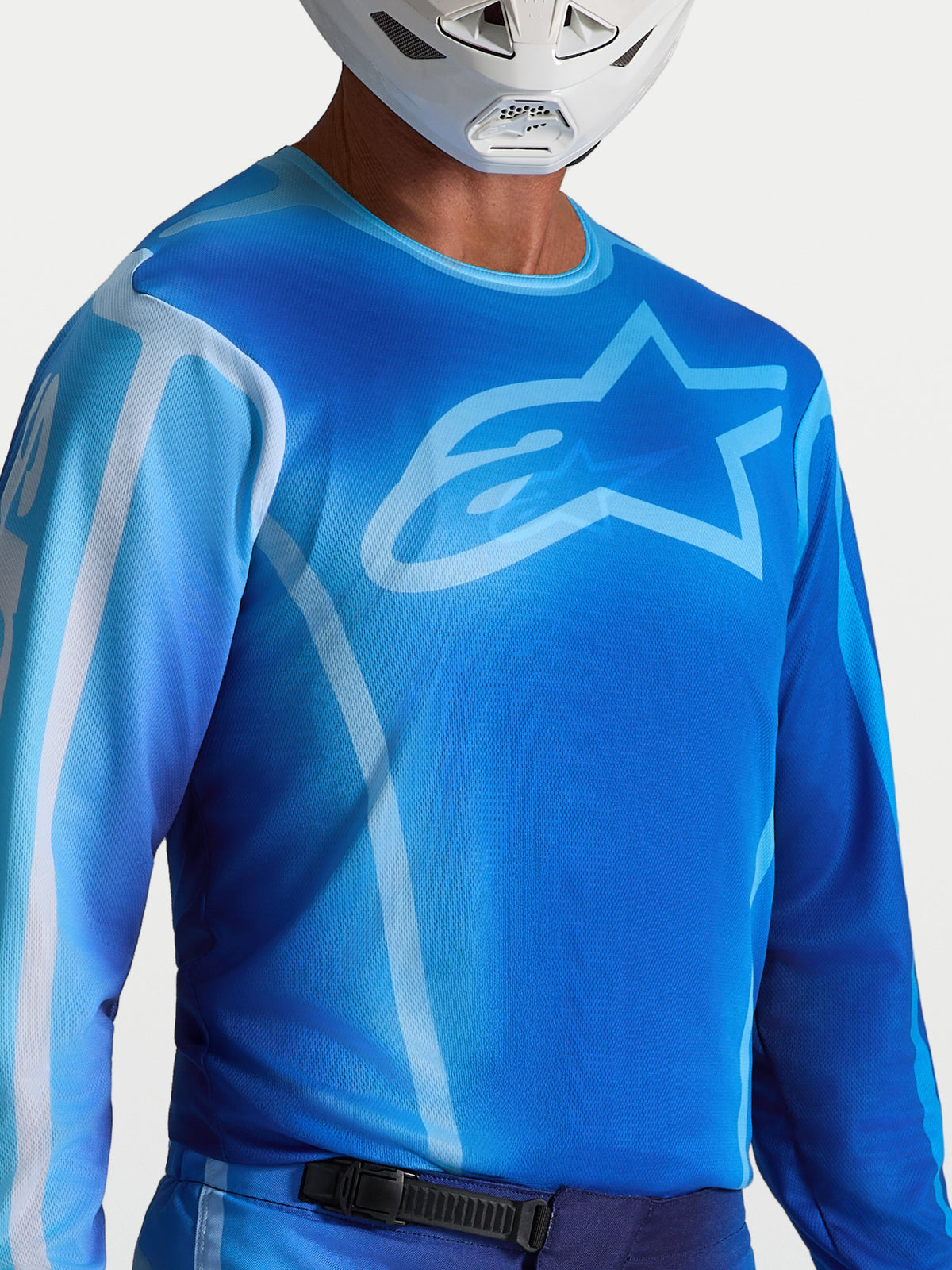 Alpinestars Maillot Fluid Kepler, maillot de motocross bleu pour homme, tissu respirant et coupe athlétique performante