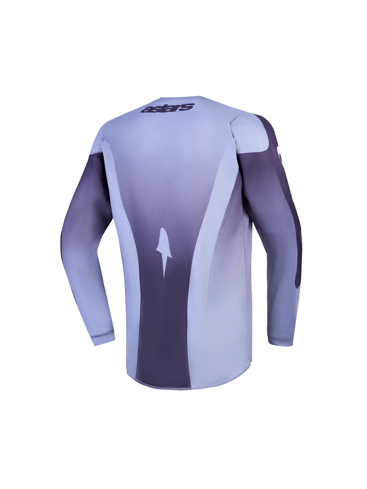 Alpinestars Junior Fluid Amber, maillot de motocross pour enfant à manches longues, gris clair et violet foncé, vue de dos, équipement technique de course tout-terrain