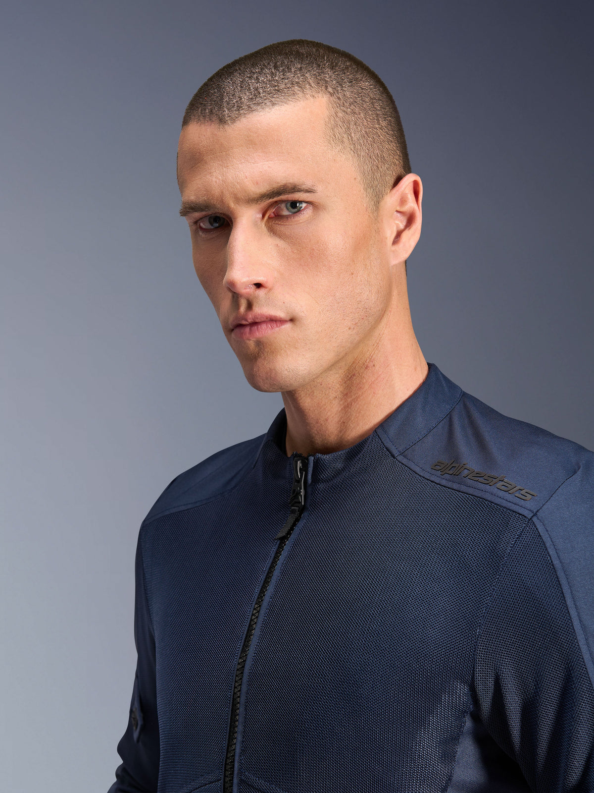 Alpinestars C-1 Air, veste de moto urbaine pour homme, bleue, en maille technique, marquage sur l'épaule