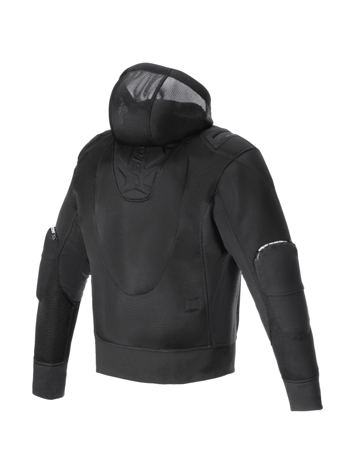 Alpinestars Moflow Air Tech Hoodie, men's black urban motorcycle jacket with high-density ventilated mesh chassis.