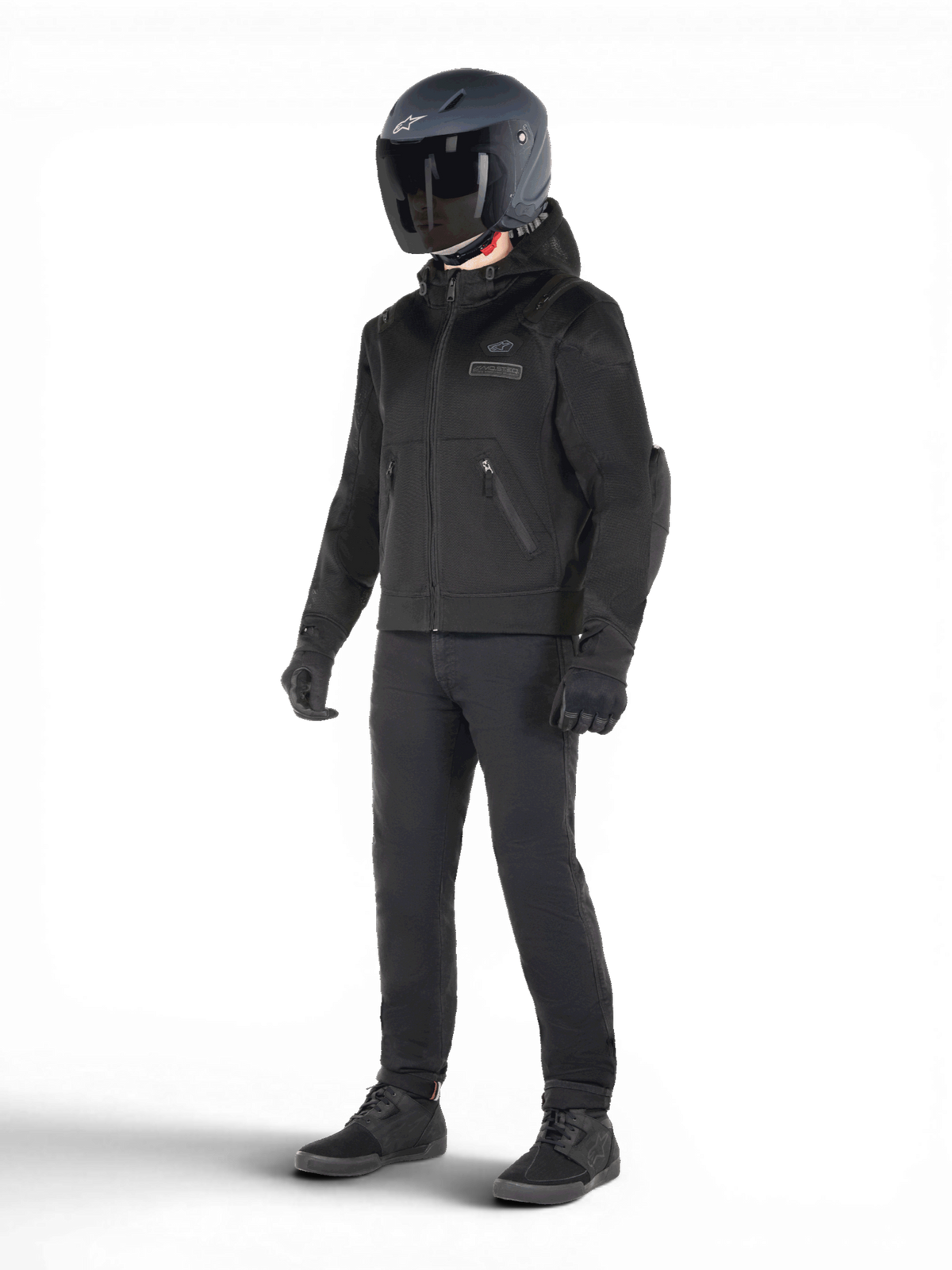 Alpinestars Moflow Air Tech Hoodie, Black mesh urban motorcycle jacket for men, featuring Tech-Air 3 Ready protection.