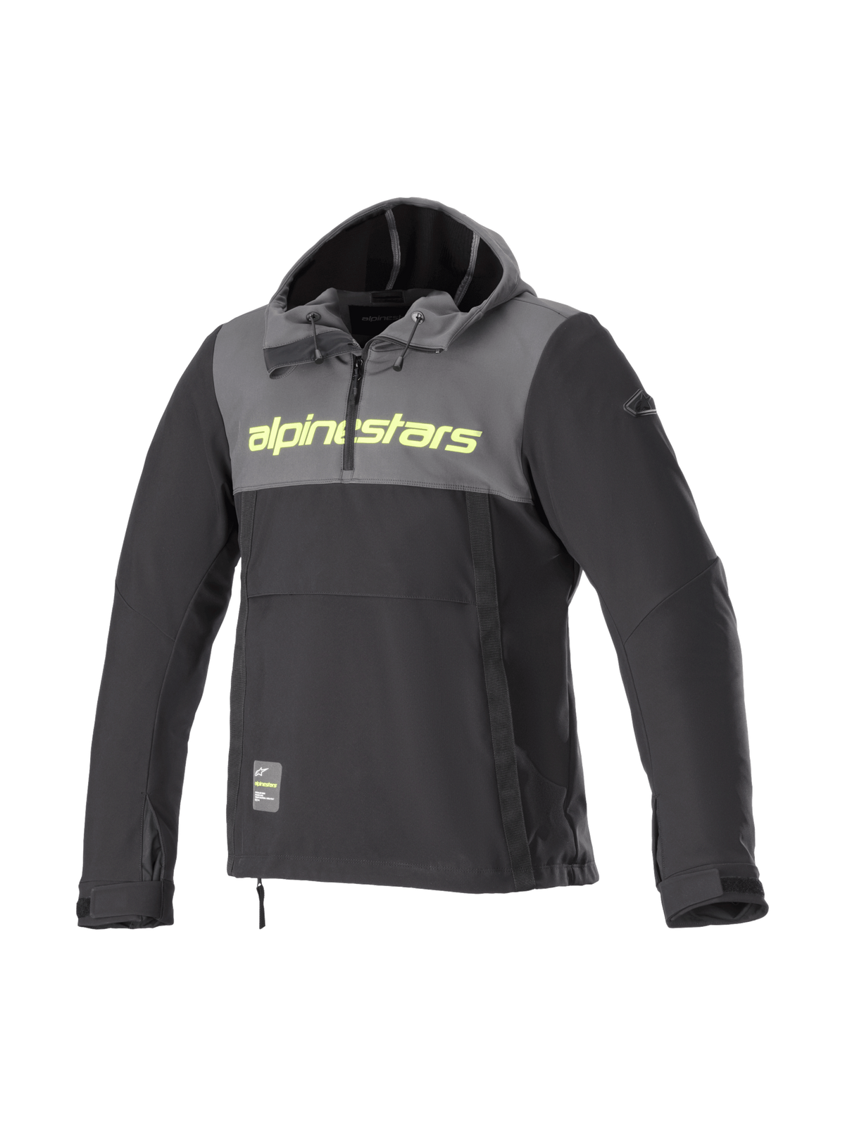 Veste à capuche Alpinestars Sherpa, blouson de moto urbain pour homme, gris et noir, logo jaune fluo, softshell coupe-vent