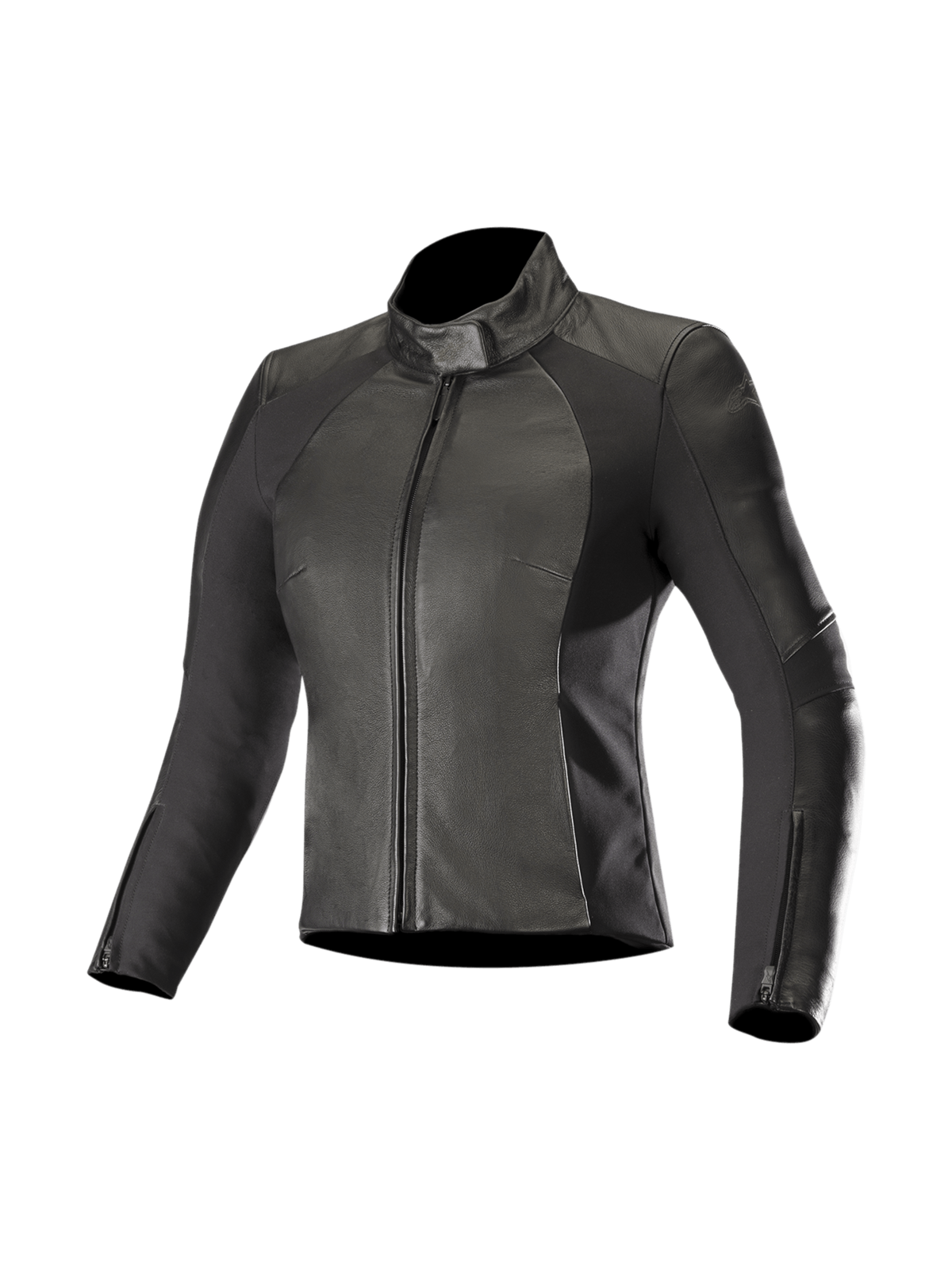 Alpinestars Stella Vika V2, veste de moto en cuir pour femme, noire, panneaux en aramide et protections certifiées CE.