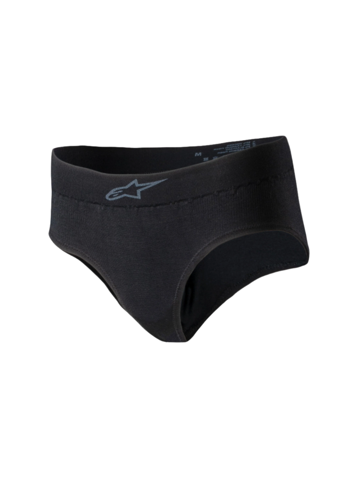 Slip Stella TECH ZX Alpinestars, sous-vêtement de course pour femme, noir, avec un petit logo Alpinestars gris sur la taille, maille légère résistante aux flammes, couche de base homologuée FIA 8856-2018