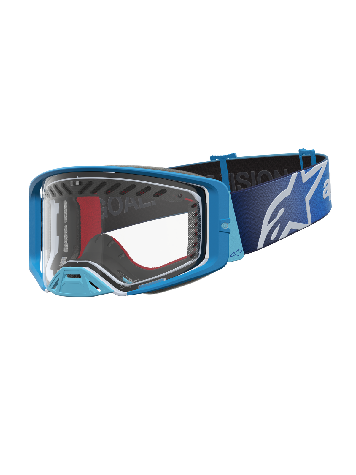 Alpinestars masque Supertech Dura Air Fluid, masque de motocross tout-terrain, bleu et argenté, lentille claire, performance off-road