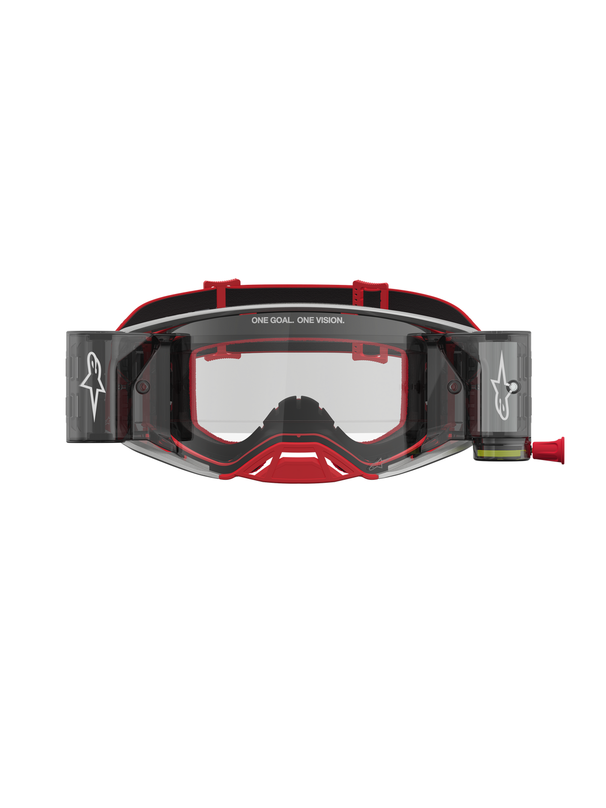Alpinestars masque Supertech Firma Roll Off, masque de motocross rouge et argenté avec système roll-off et lentilles claires