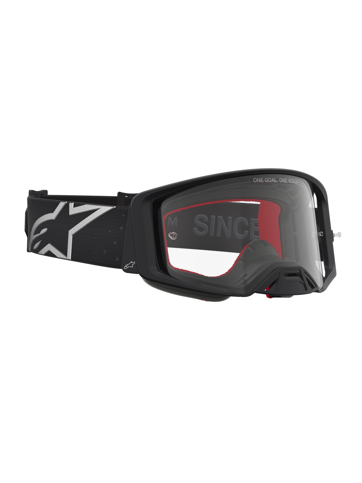 Alpinestars Masque Supertech Vesta, masque de motocross, noir mat et argenté, lentille claire, monture légère, équipement de protection tout-terrain