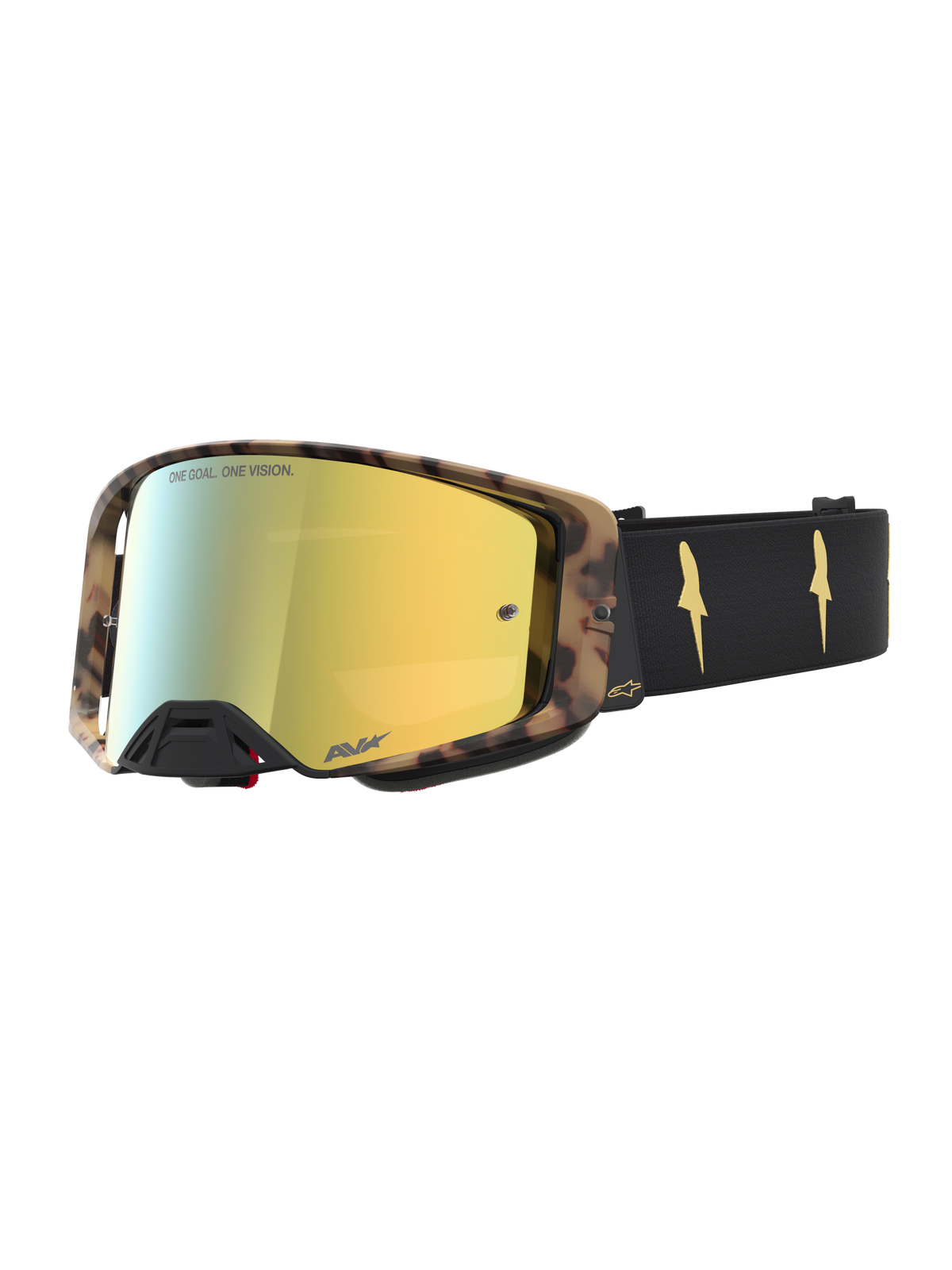 Masque Alpinestars Supertech LE Zona, masque de motocross, noir et marron avec écran miroir doré, doté d'optiques haute performance
