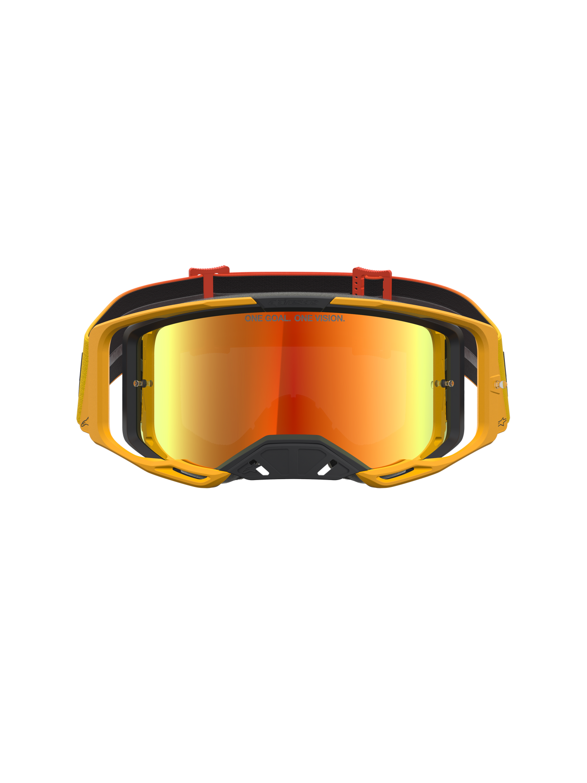 Alpinestars Vision 8 Amber Mirror Goggles, Red and Black MX goggles featuring a contrast-tuned amber mirror lens.