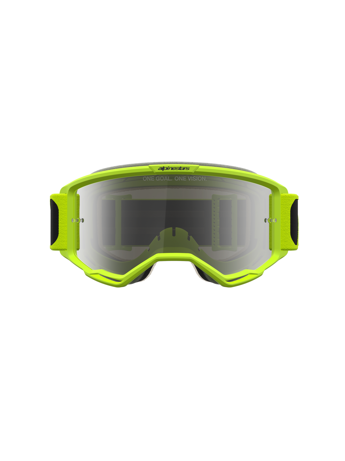 Alpinestars Vision 5 Rora, masque de motocross, jaune fluo et noir, lentille argentée à effet miroir, système de ventilation RAM-AIR pour une clarté optimale en tout-terrain