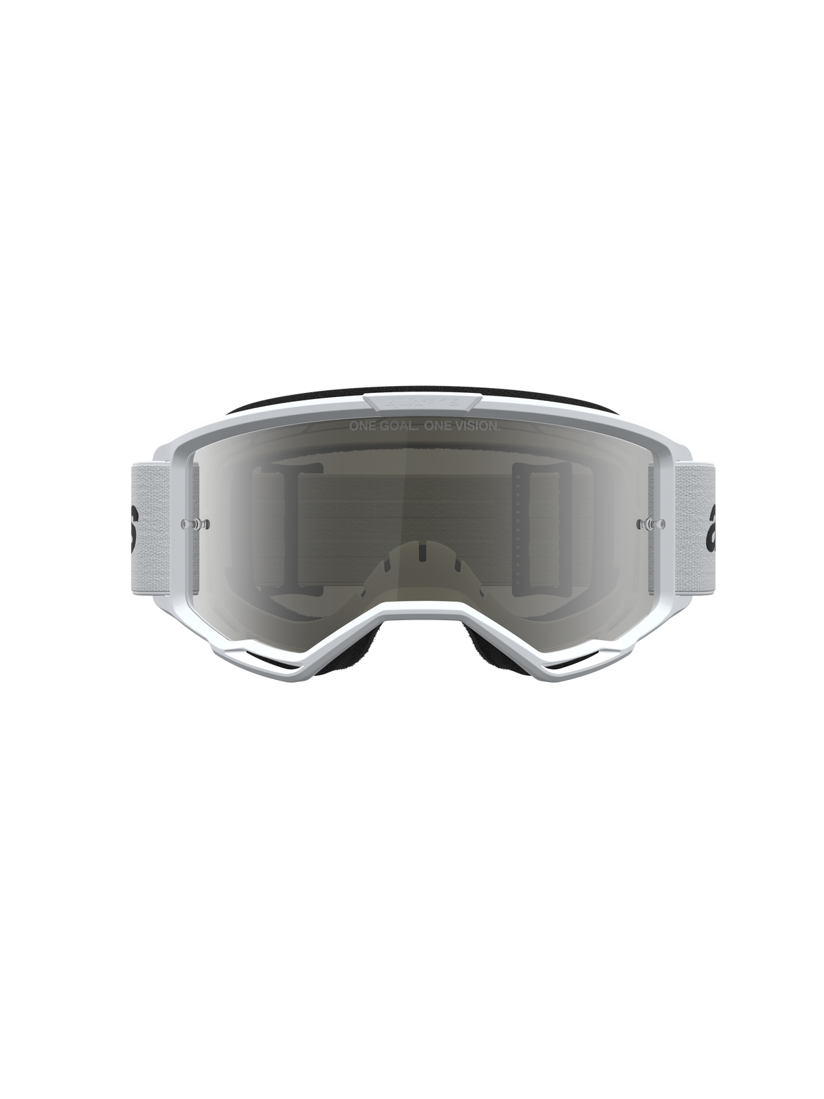 Alpinestars Vision 3 Wordmark Miroir, masque de motocross pour homme, blanc et noir avec lentille argentée effet miroir, système de ventilation RAM-AIR
