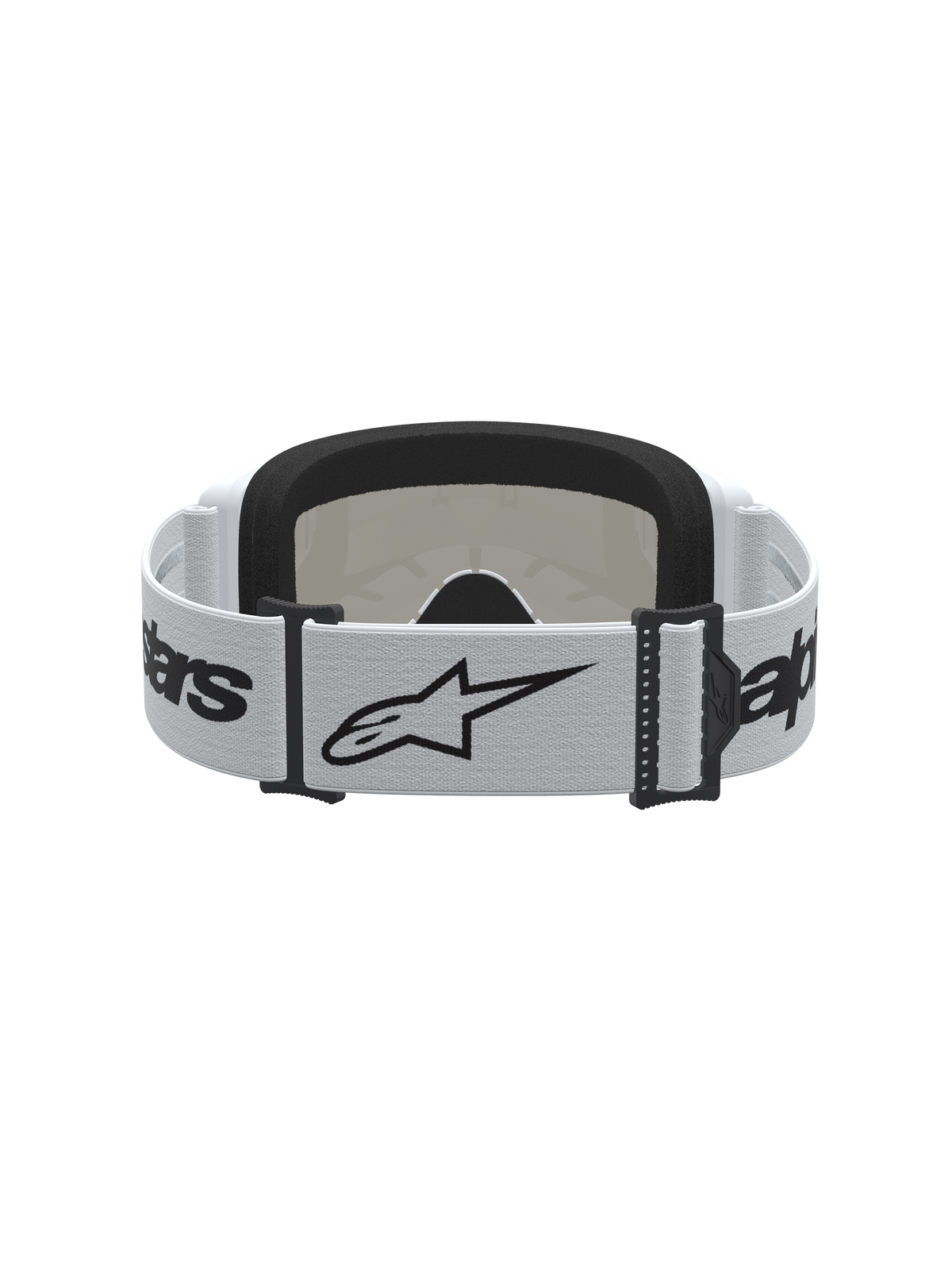 Alpinestars Vision 3 Wordmark Miroir, masque de motocross blanc et noir avec sangle à logo et mousse faciale