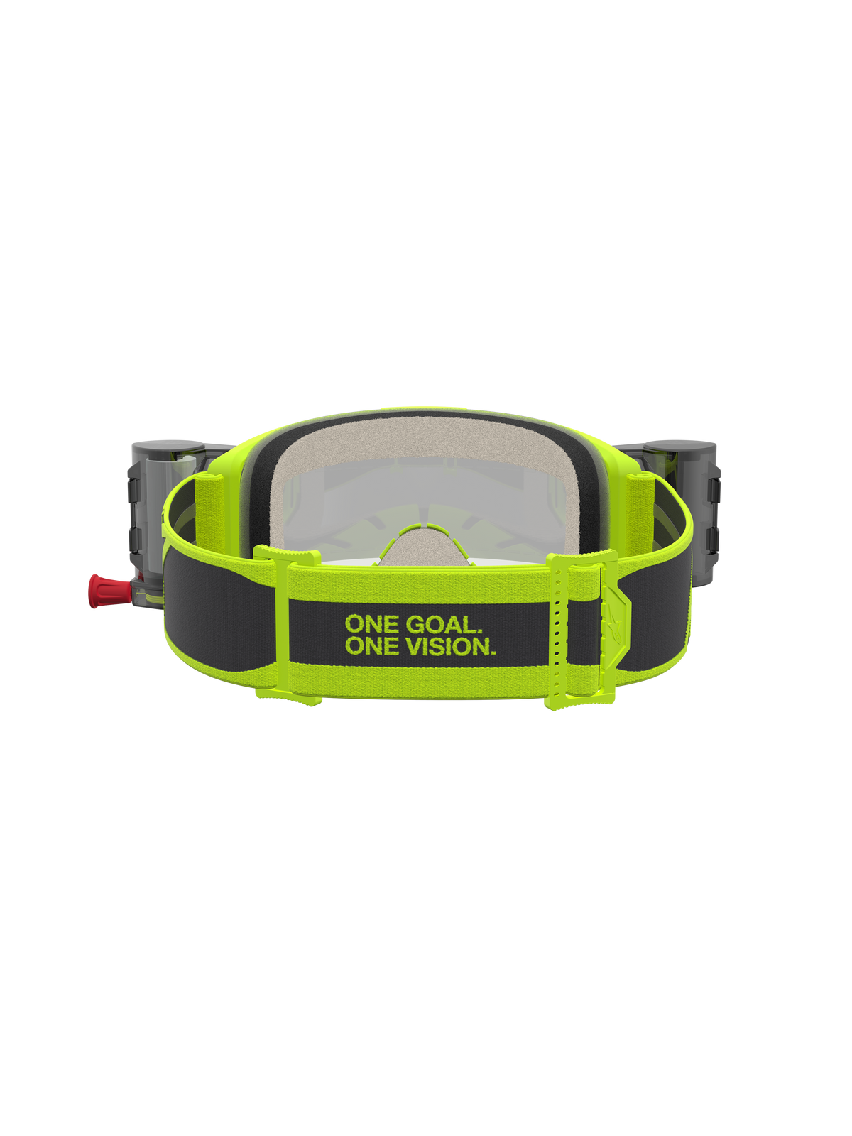 Masque Alpinestars Vision 5 Rora Roll Off, motocross, jaune fluo et noir, sangle avec slogan et système roll-off intégré