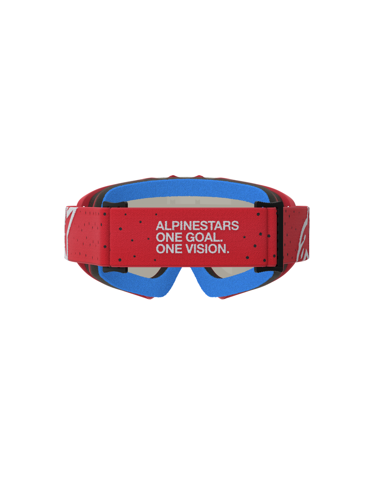 Alpinestars Vision Youth Vesta Goggles, Red youth motocross eyewear with Blue face foam and adjustable branded strap.