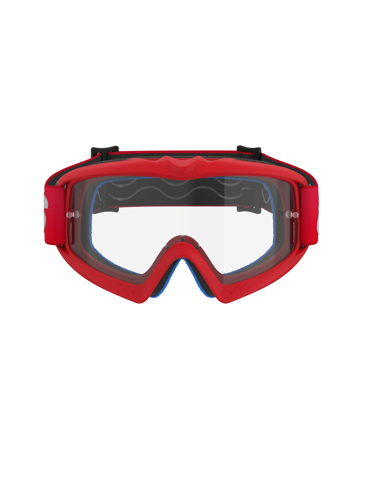 Lunettes Alpinestars Vision Youth Blaze, rouge et transparent, lunettes de motocross pour enfant dotées d'une monture en uréthane flexible, écran en polycarbonate antibuée avec supports pour tear-off, vue de face pour la performance en course tout-terrain