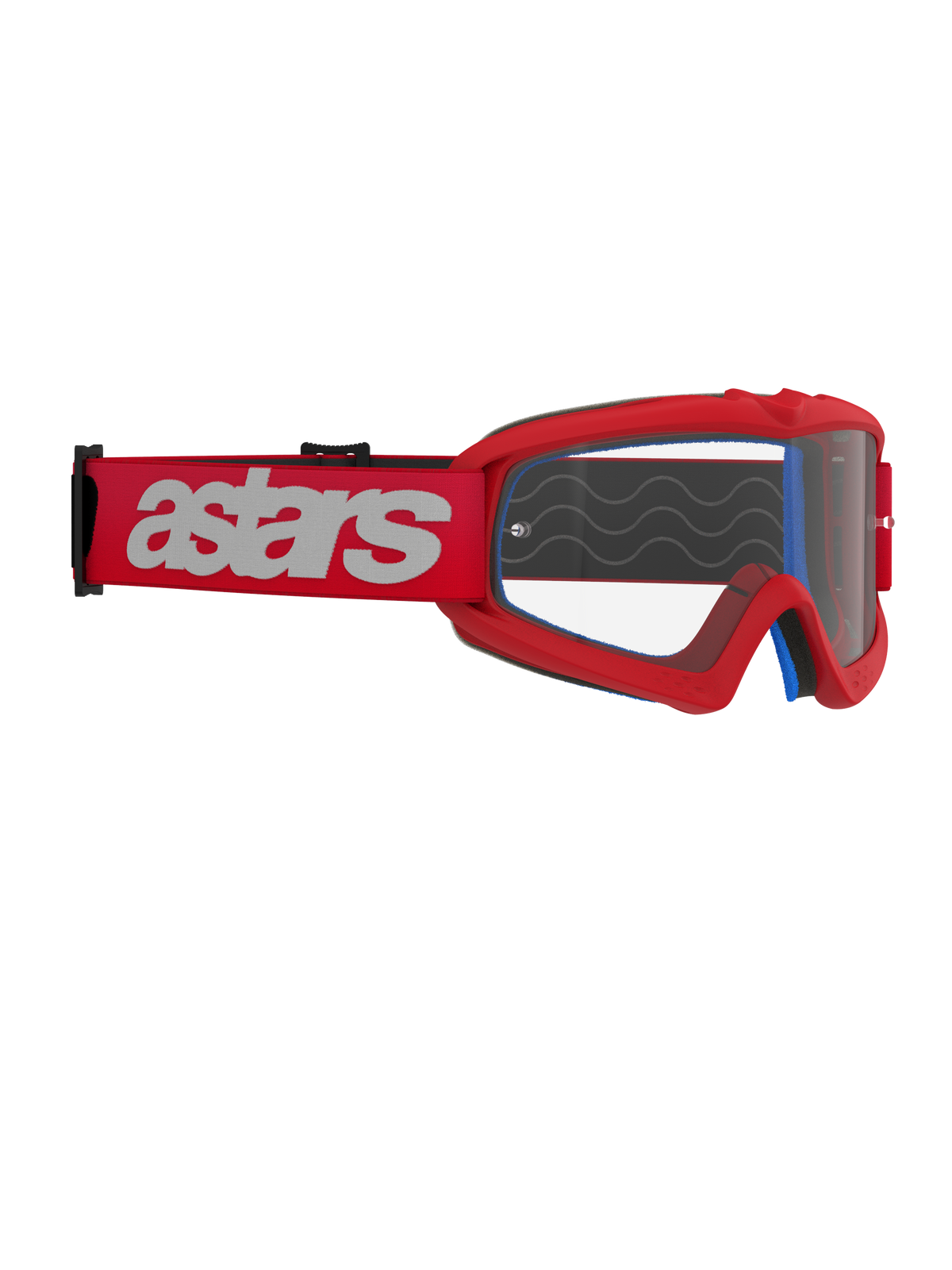 Lunettes Alpinestars Vision Youth Blaze, lunettes de motocross, rouge et transparent, bandeau rouge avec logo astars blanc, lunettes de course spécifiques pour enfants avec lentille en polycarbonate anti-buée