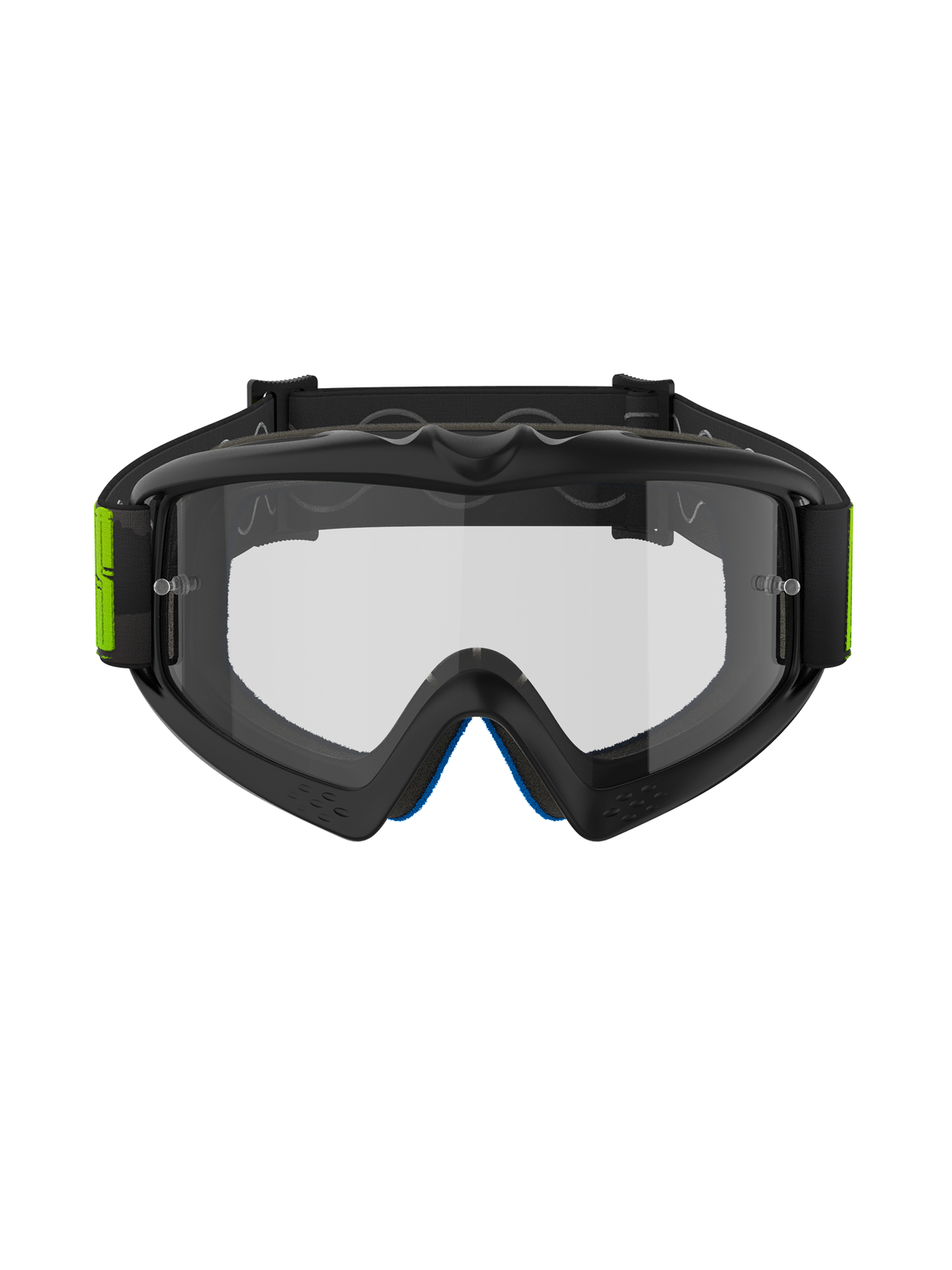 Alpinestars Vision Youth Hollow Goggles, masque de motocross, anthracite et jaune fluo, écran clair anti-buée avec plots pour tear-off, sangle tissée noire avec accents jaune fluorescent, protection oculaire tout-terrain pour jeunes pilotes