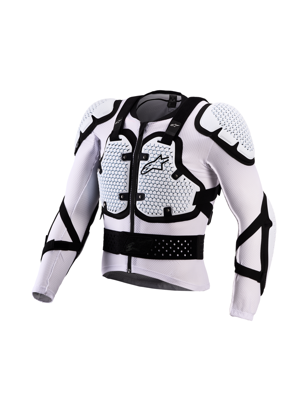 Alpinestars Bionic Action V3 Protection Jacket, white and black motocross armor with breathable mesh and A-Morph tech.