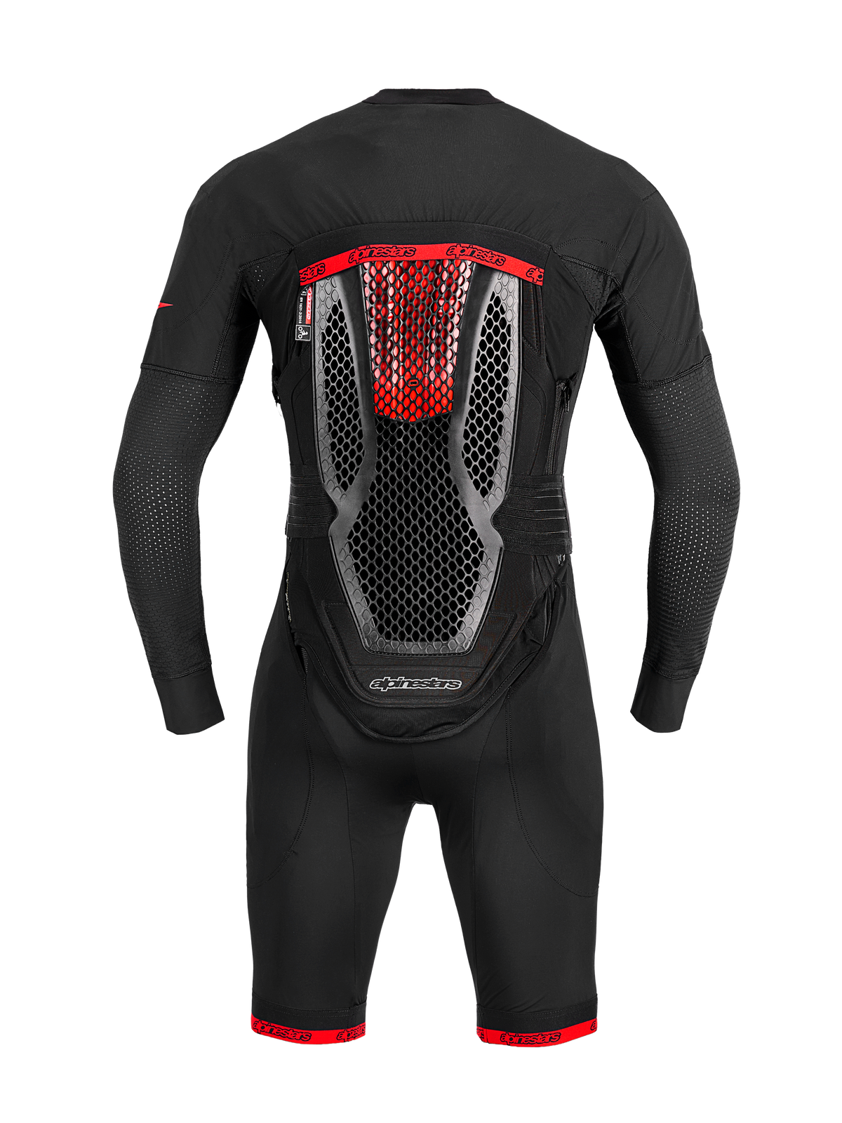 Système Airbag Tech-Air 10 V2 Race noir avec protection dorsale en nid d'abeille et accents rouges.