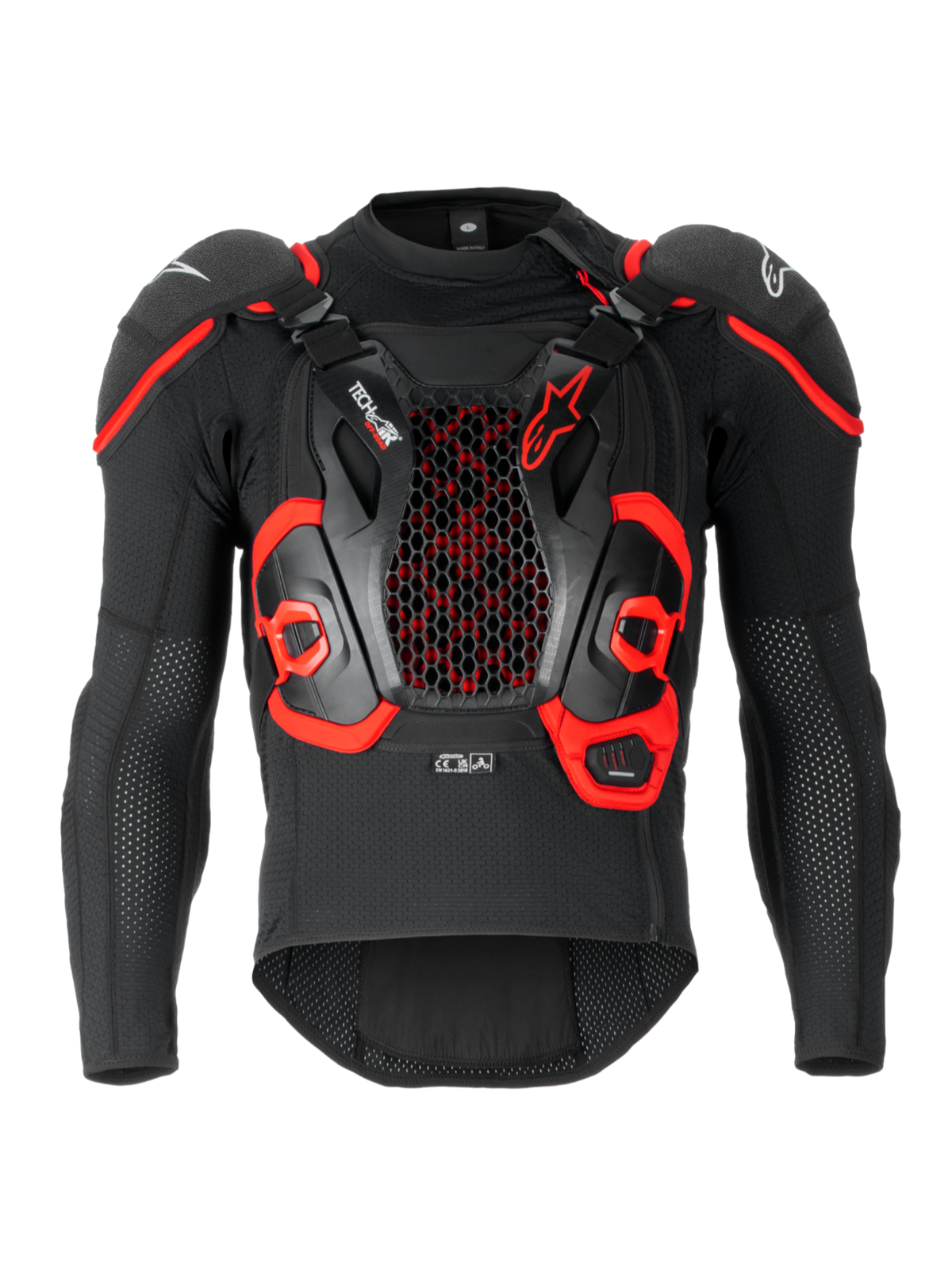 Alpinestars Système Airbag Tech-Air® Off-Road, système airbag tout-terrain homologué FIM avec protection CE, noir et rouge, construction textile avec protection de poitrine et dorsale intégrée Nucleon CELL