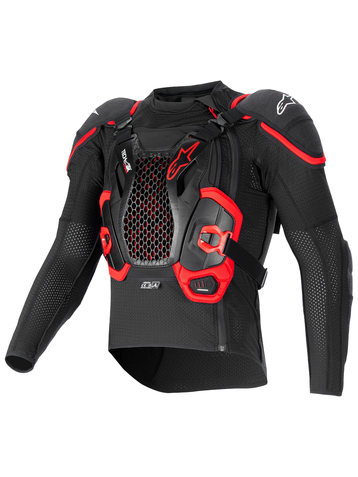 Alpinestars Système Airbag Tech-Air® Off-Road, veste de protection moto tout-terrain, noir et rouge, construction textile avec protection de poitrine et dorsale intégrées Nucleon CELL